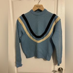 Vintage Blue White Stag New Zealand Lamb Wool Size Small